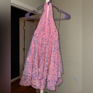 Fashion Nova Unforgettable Nights Pink Sequin Glam Mini Dress